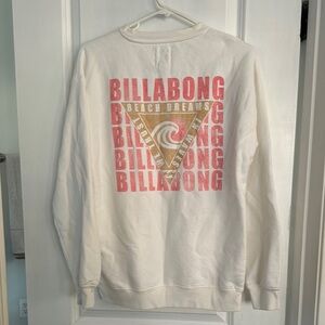 Billabong White and Pink Crewneck Sweater